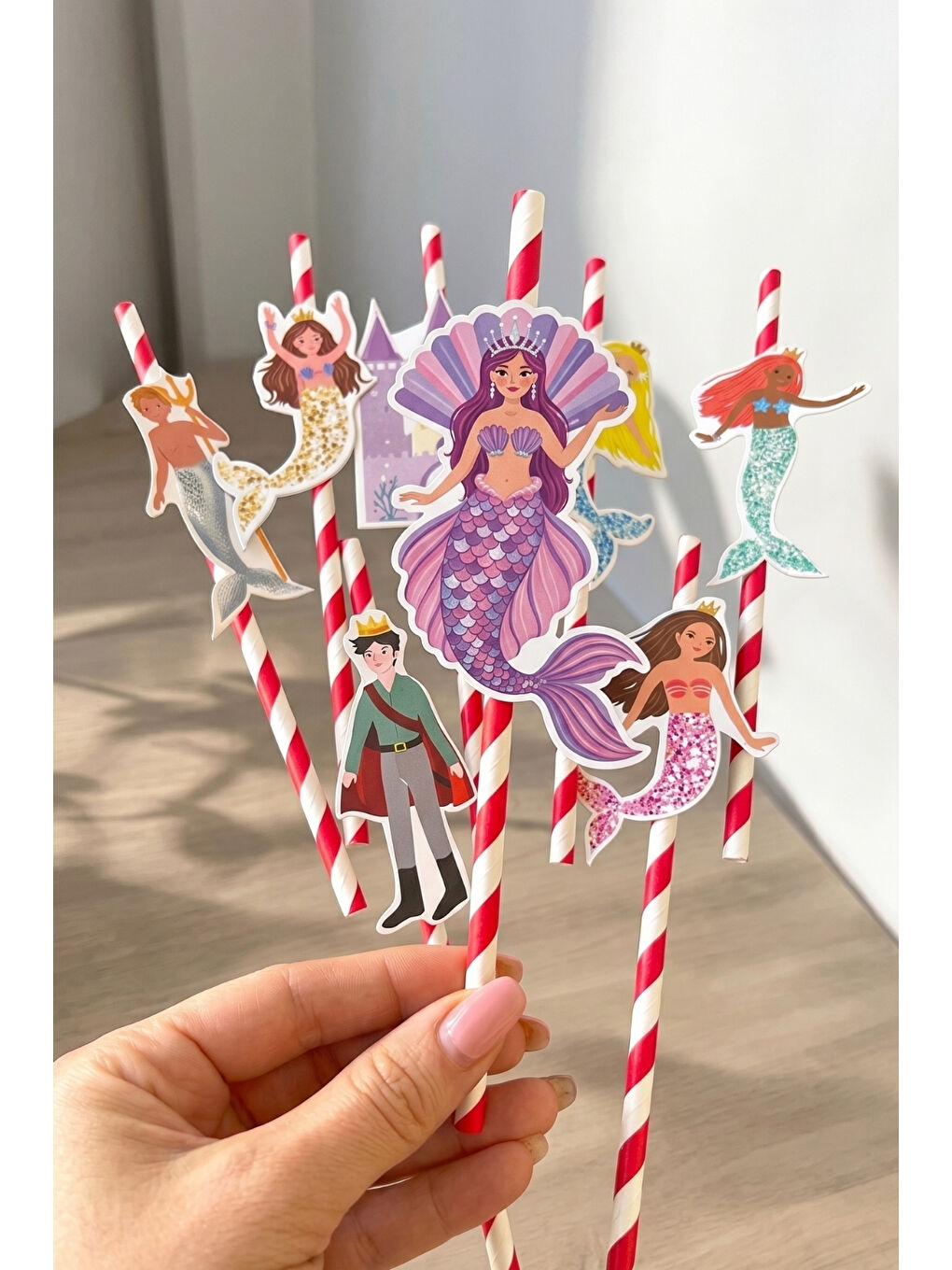 Karışık Çok Renkli Deniz Altı Temalı 8'li Parti Pipeti-2