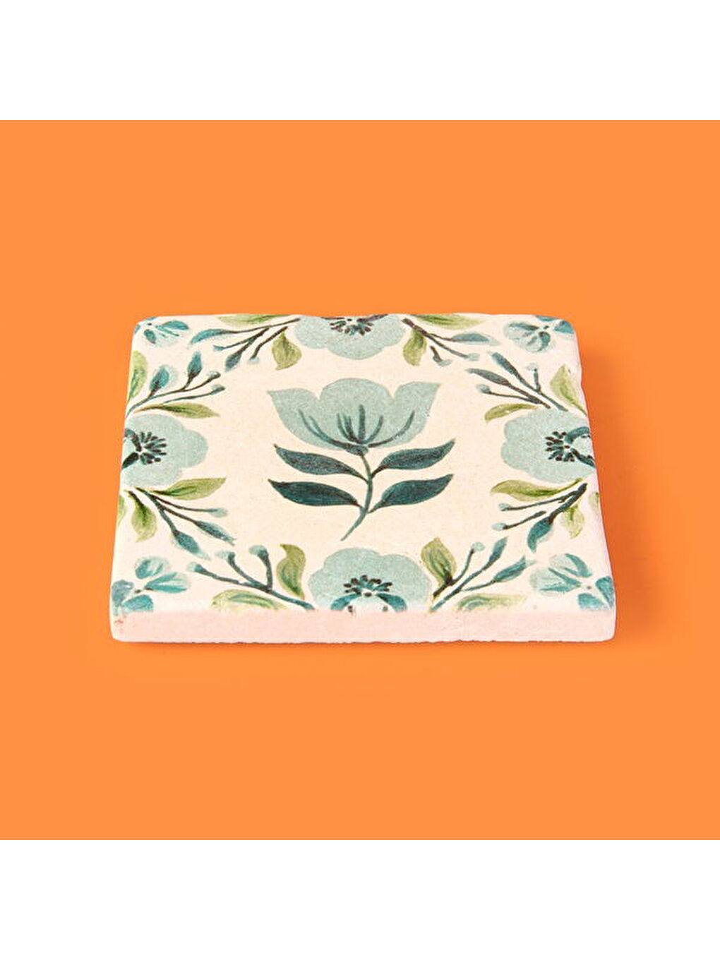 Karışık Kitchen Mavi Çiçekli Taş Bardak Altlığı - Renkli - 10x10 cm-1