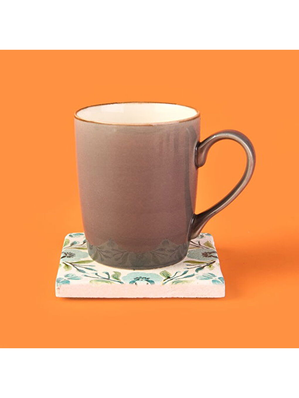 Karışık Kitchen Mavi Çiçekli Taş Bardak Altlığı - Renkli - 10x10 cm-2