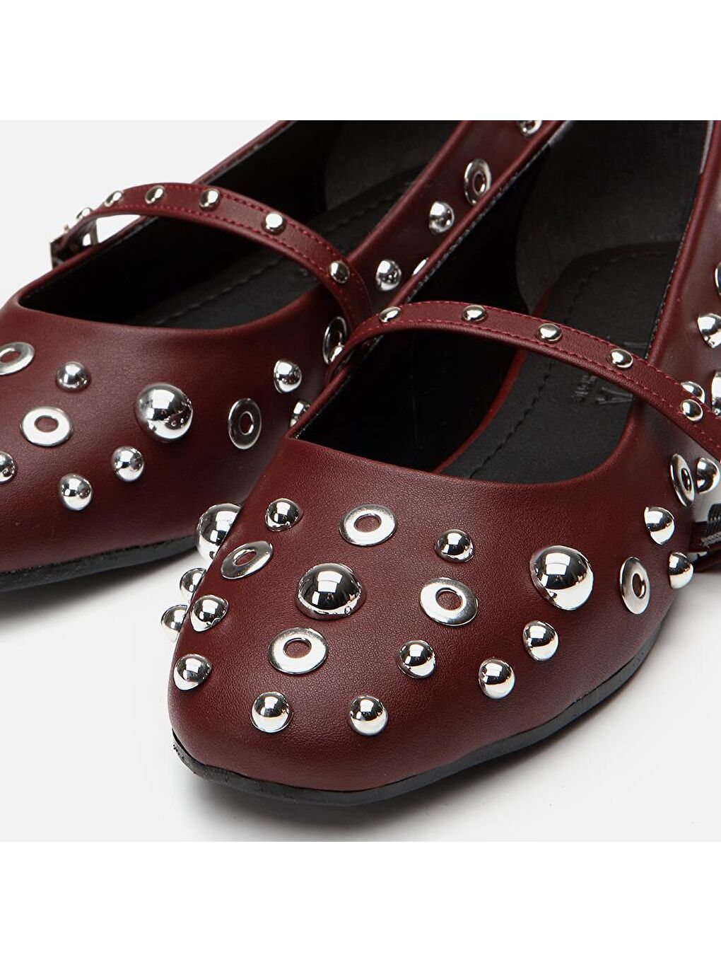 Bordo Kadın Taşlı Babet-2