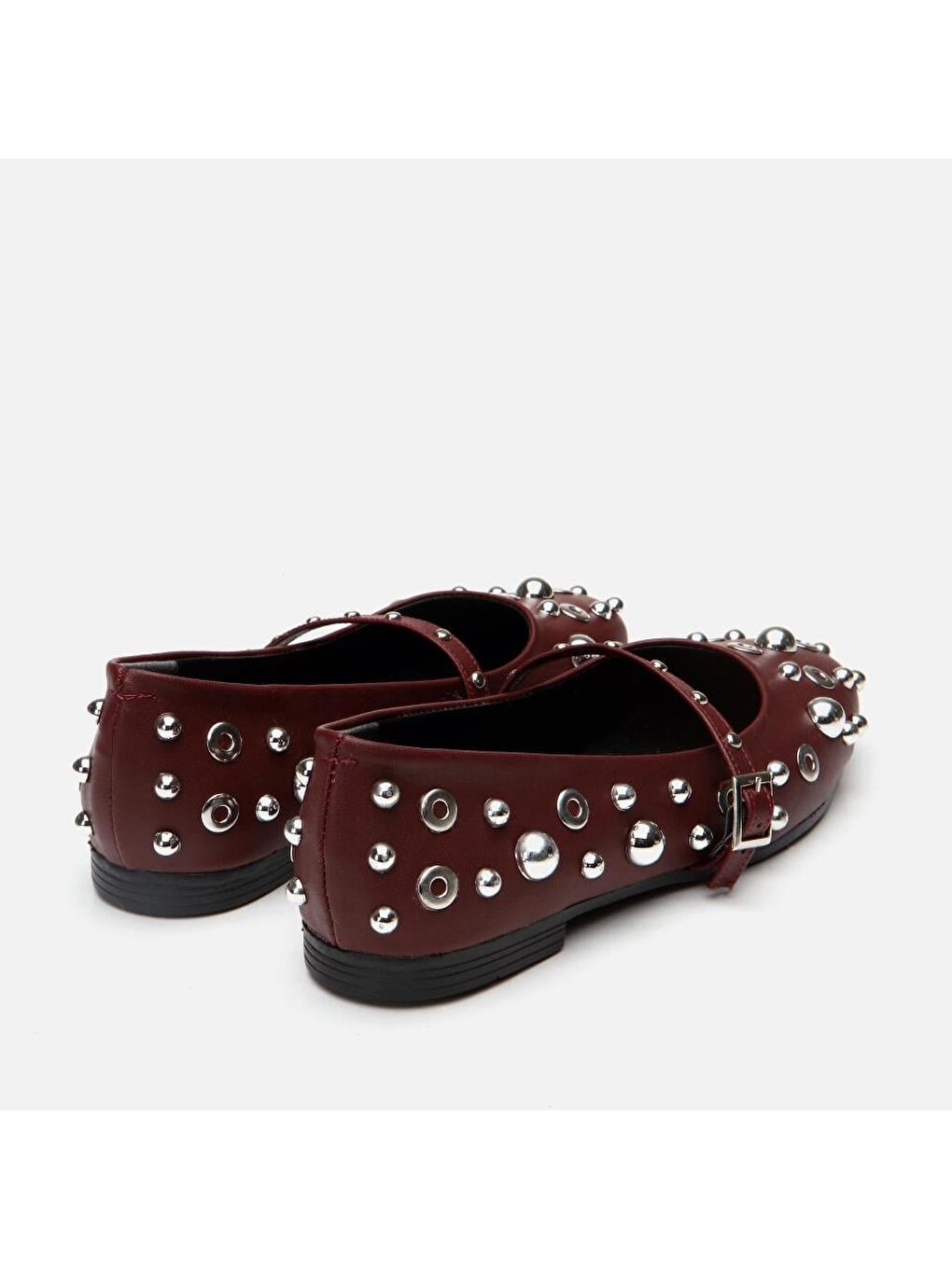 Bordo Kadın Taşlı Babet-3