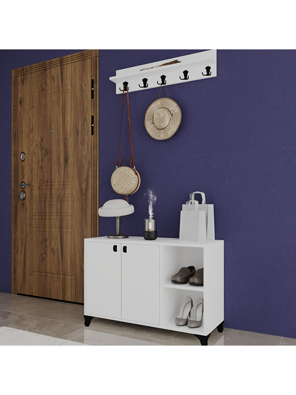 Midilli Vestiyer Portmanto - Beyaz - 57x33x90 cm-2