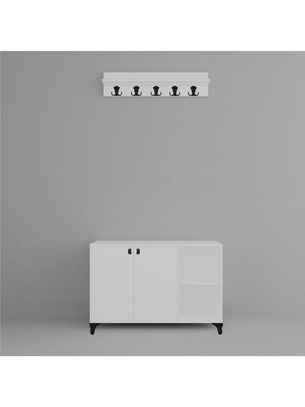 Midilli Vestiyer Portmanto - Beyaz - 57x33x90 cm-3