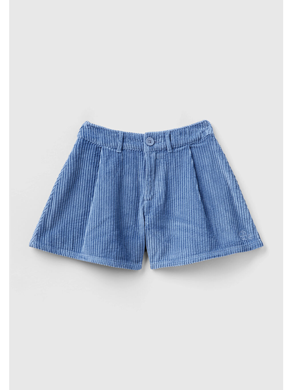 Kız Çocuk Havacı Mavi BE İşlemeli Kadife Mini Şort