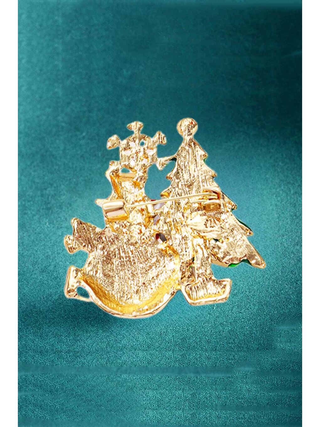 Sarı Yılbaşı Ağacı Kardanadam Ağaç Figürlü Broş Yaka İğnesi-4