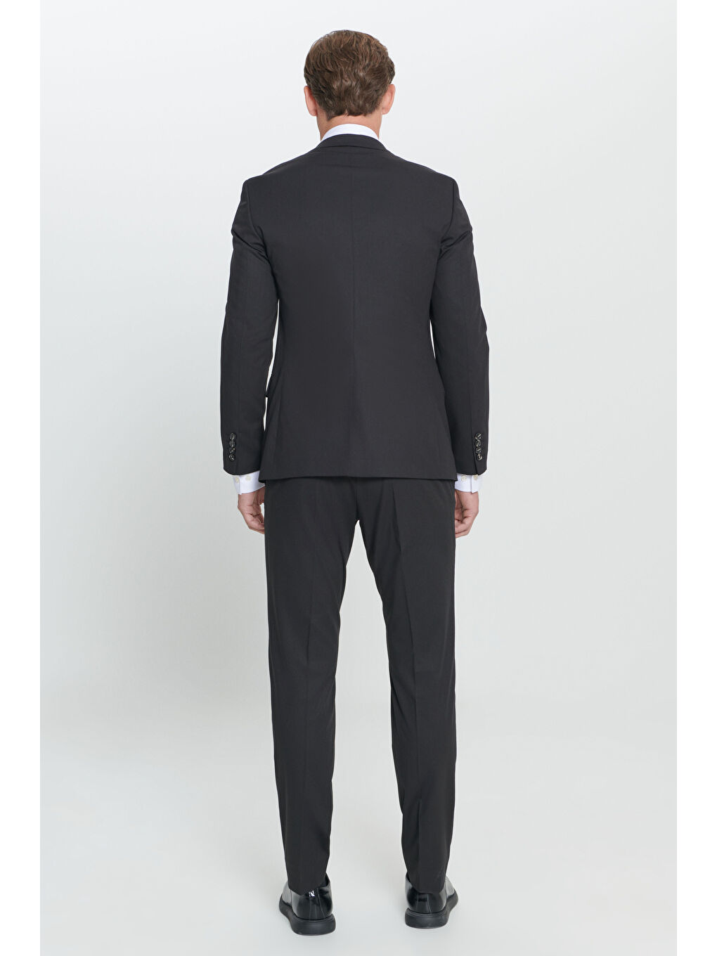 Erkek Siyah Slim Fit Dar Kesim Mono Yaka Takım Elbise-6