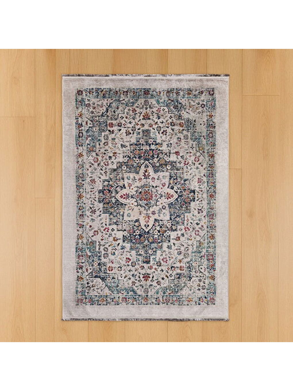 Soft Vintage Desenli Halı - Gri - 160x230 cm