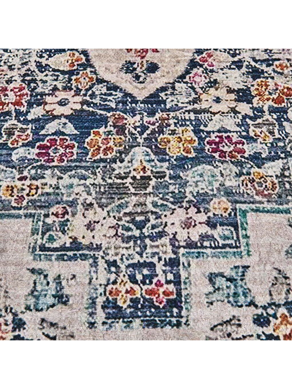 Soft Vintage Desenli Halı - Gri - 160x230 cm-1