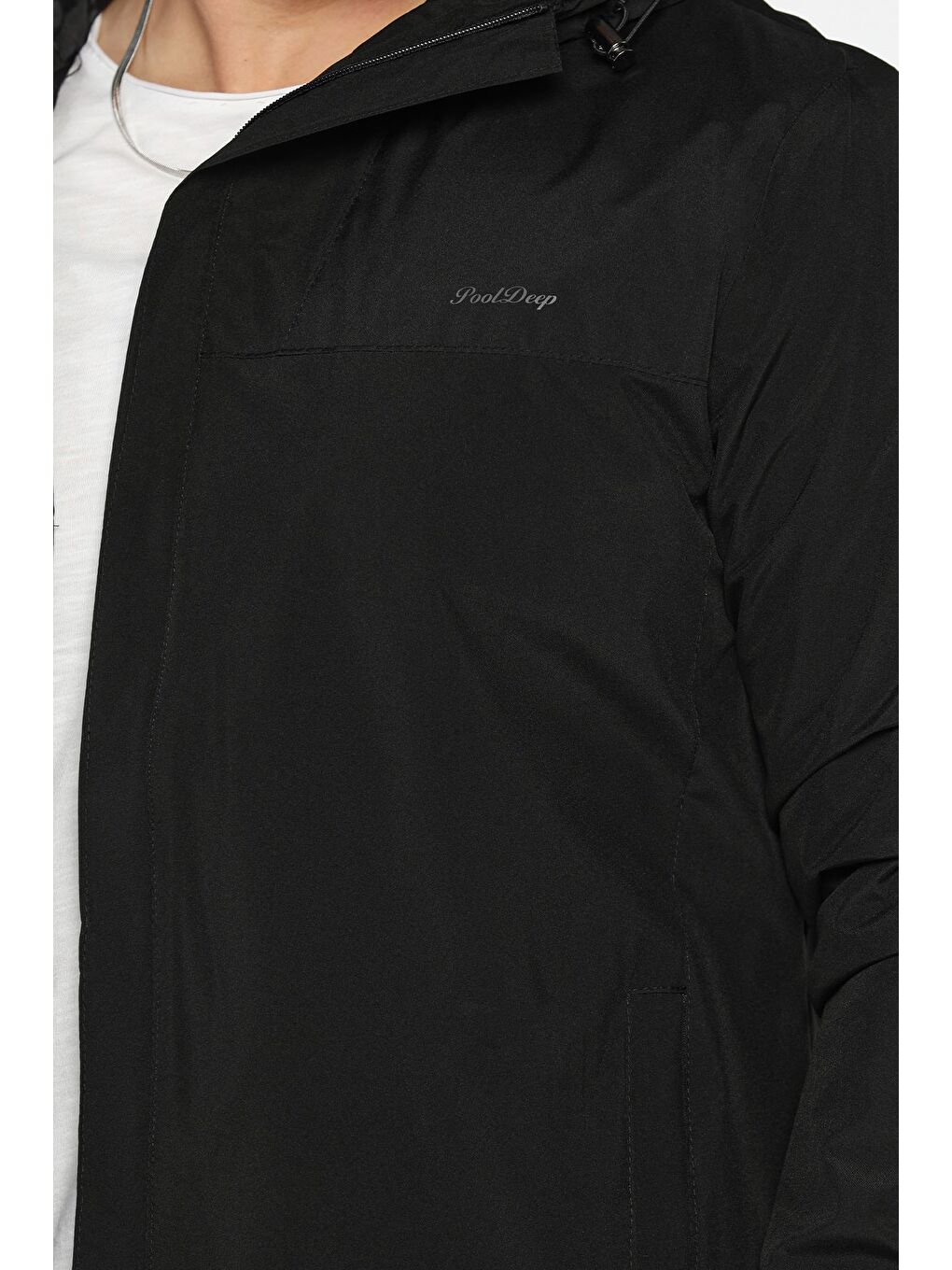 Siyah Kapüşonlu Astarlı Erkek Mevsimlik Mont-4