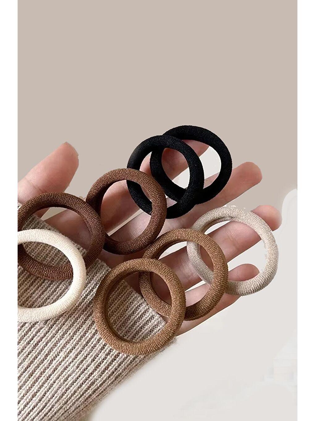 Karışık Yoga Lüks Kahverengi Tonları Lastik Toka Seti 25'li-3