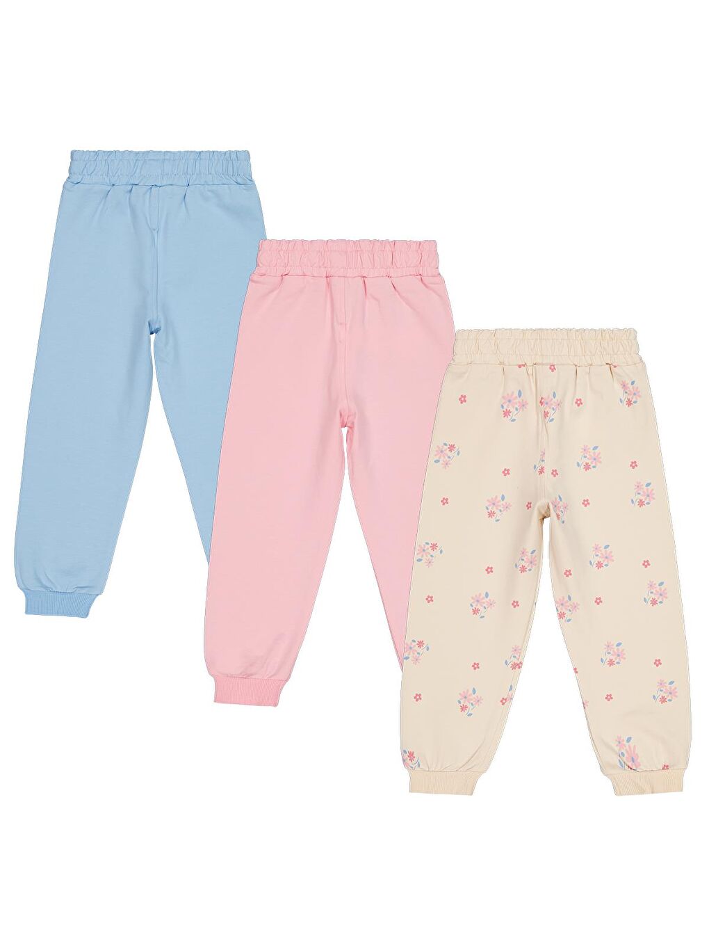 Beyaz Girls Tavşan Baskılı 3'lü Set 2-5 Yaş Eşofman Altı - Standart-6