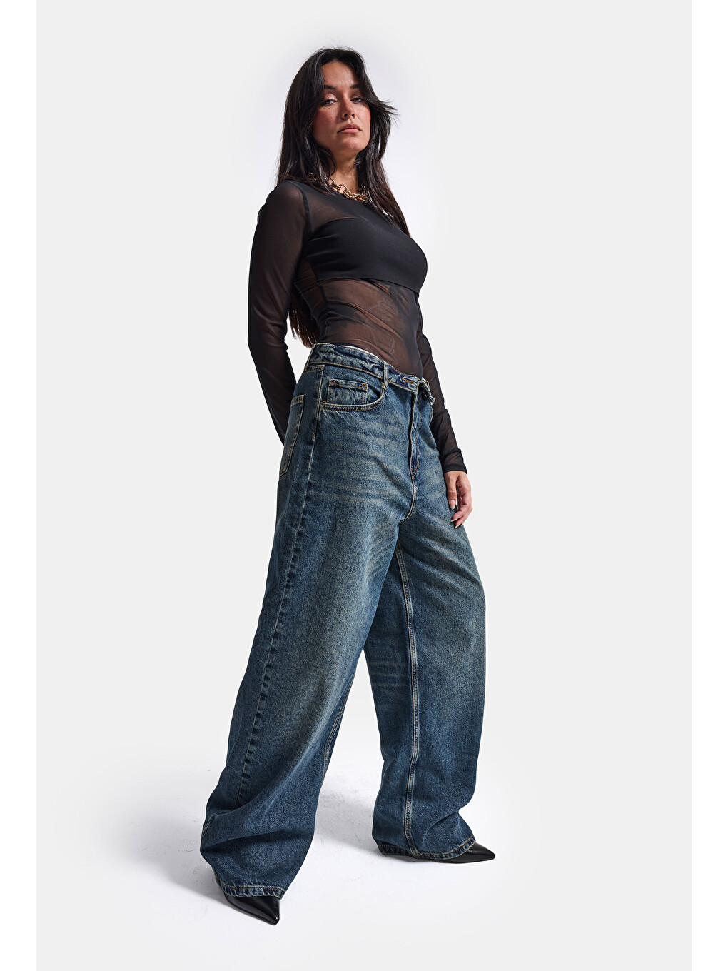 Mavi Kadın Koyu Jean 2w6-8 Straight Fit Kemer Detaylı Denim Jean-3