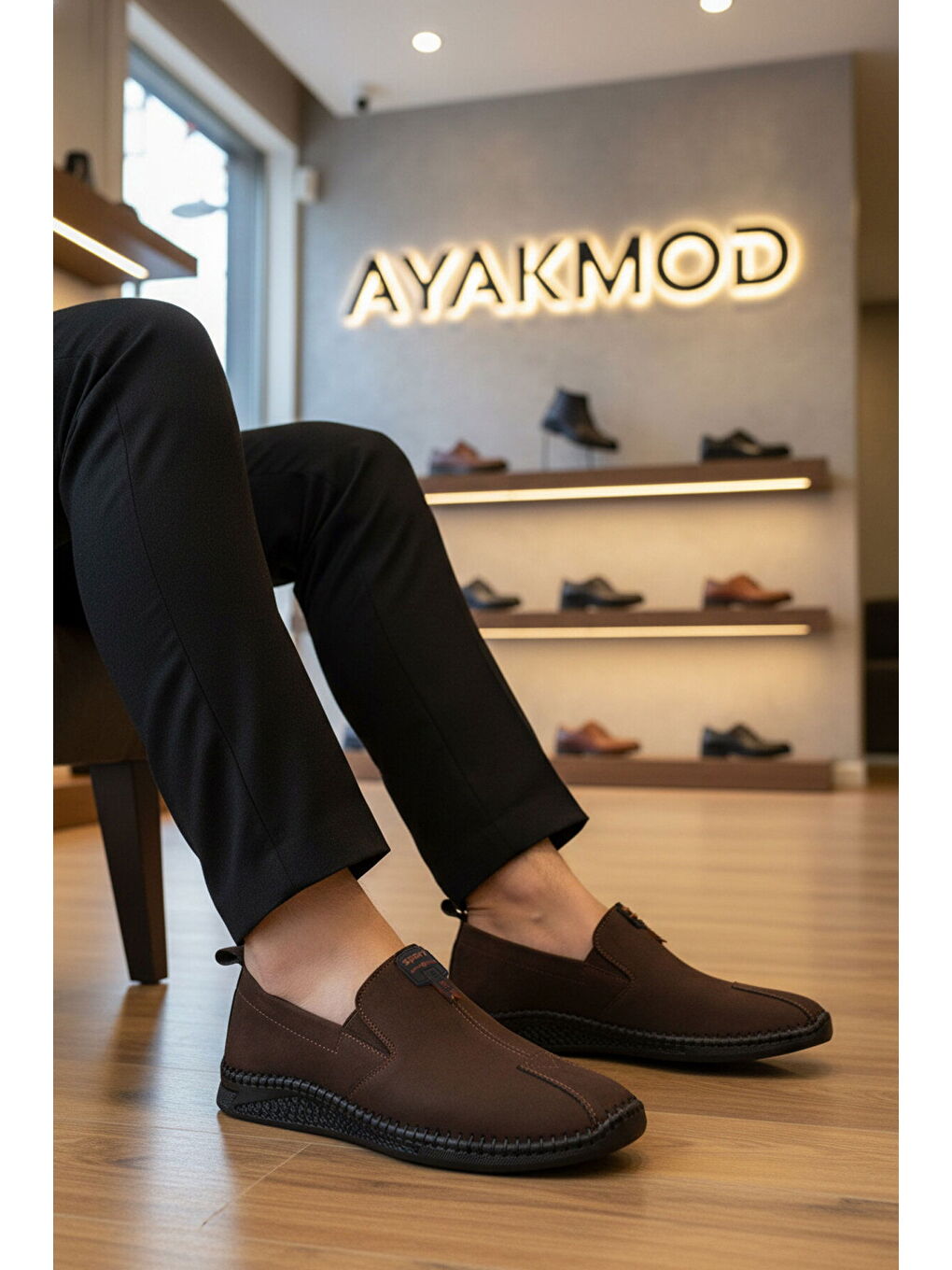Kahverengi Kahve Nubuk Hakiki Deri Jel Taban Anatomik Erkek Casual Ayakkabı 308 M-2