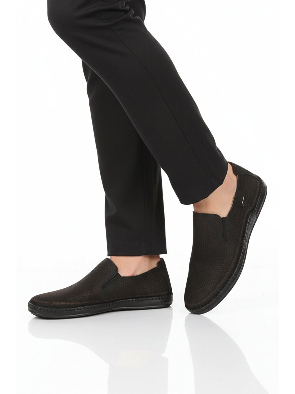 Siyah Nubuk Hakiki Deri Jel Taban Erkek Casual Ayakkabı 803 M