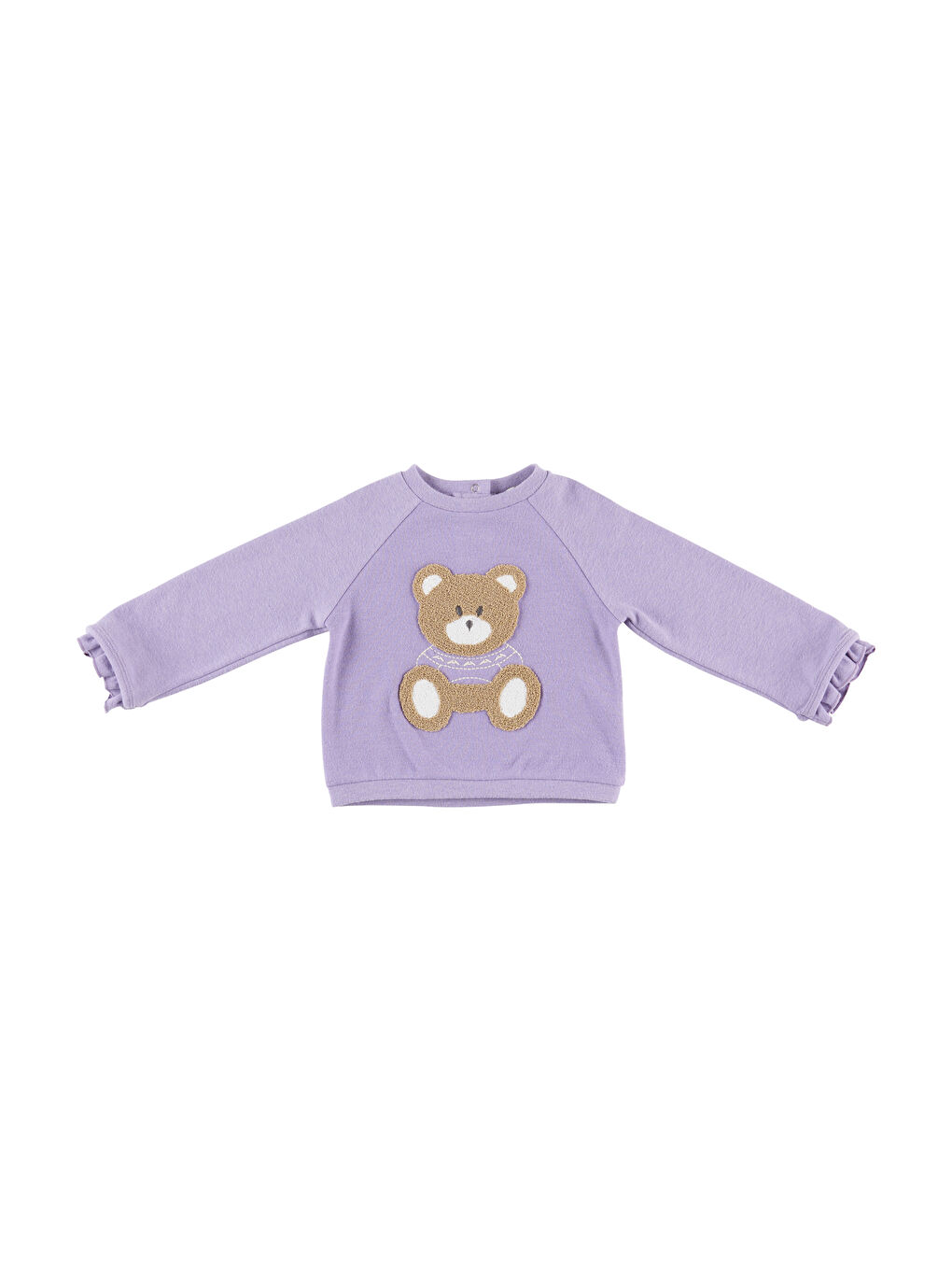 Mor Kız Çocuk Nakış Detaylı Triko  Kazak