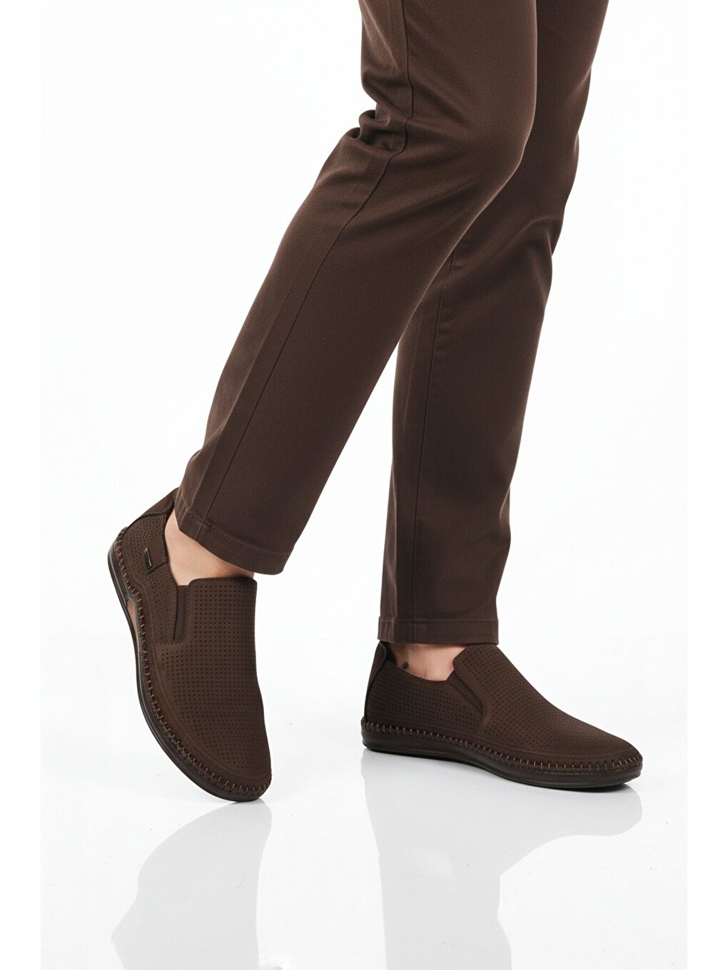 Kahverengi Kahve Nubuk Hakiki Deri Jel Taban Erkek Casual Ayakkabı 803 M