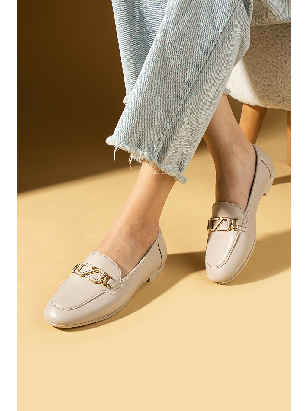 Bej Toka Detaylı Anatomik Taban Kadın Babet 57-35-25-1