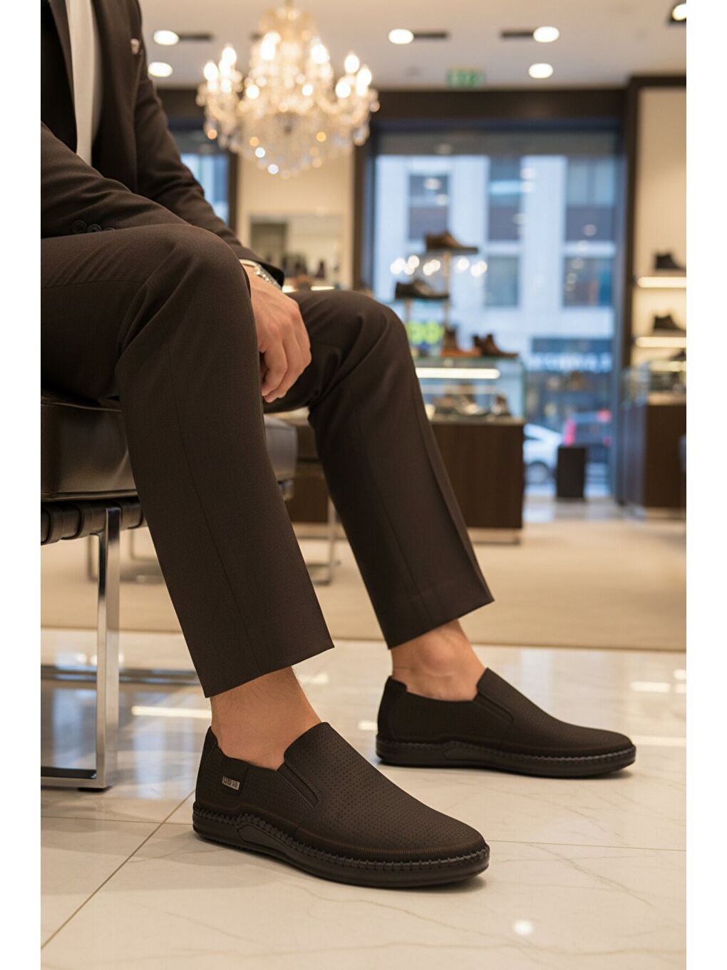 Siyah Nubuk Hakiki Deri Jel Taban Erkek Casual Ayakkabı 803 M-2