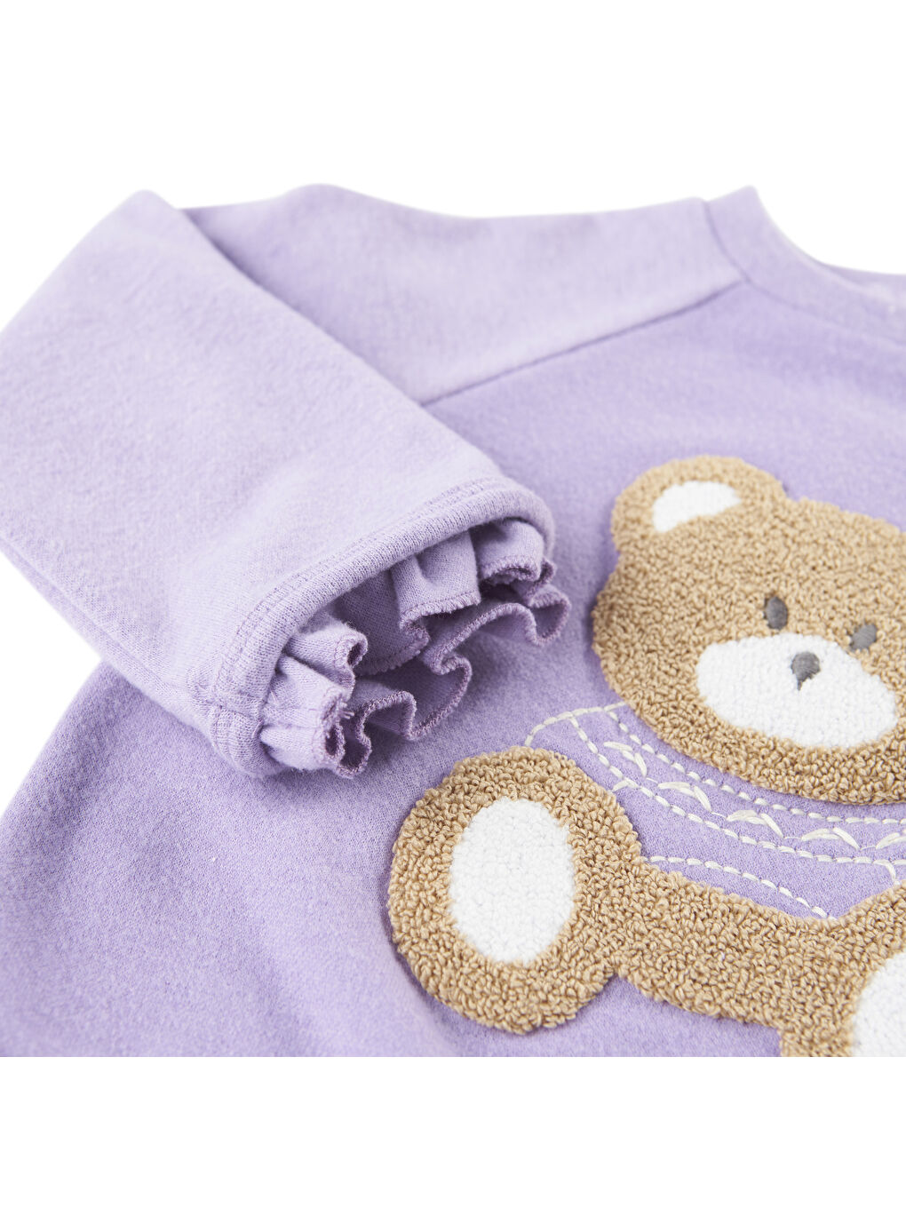 Mor Kız Çocuk Nakış Detaylı Triko  Kazak-2