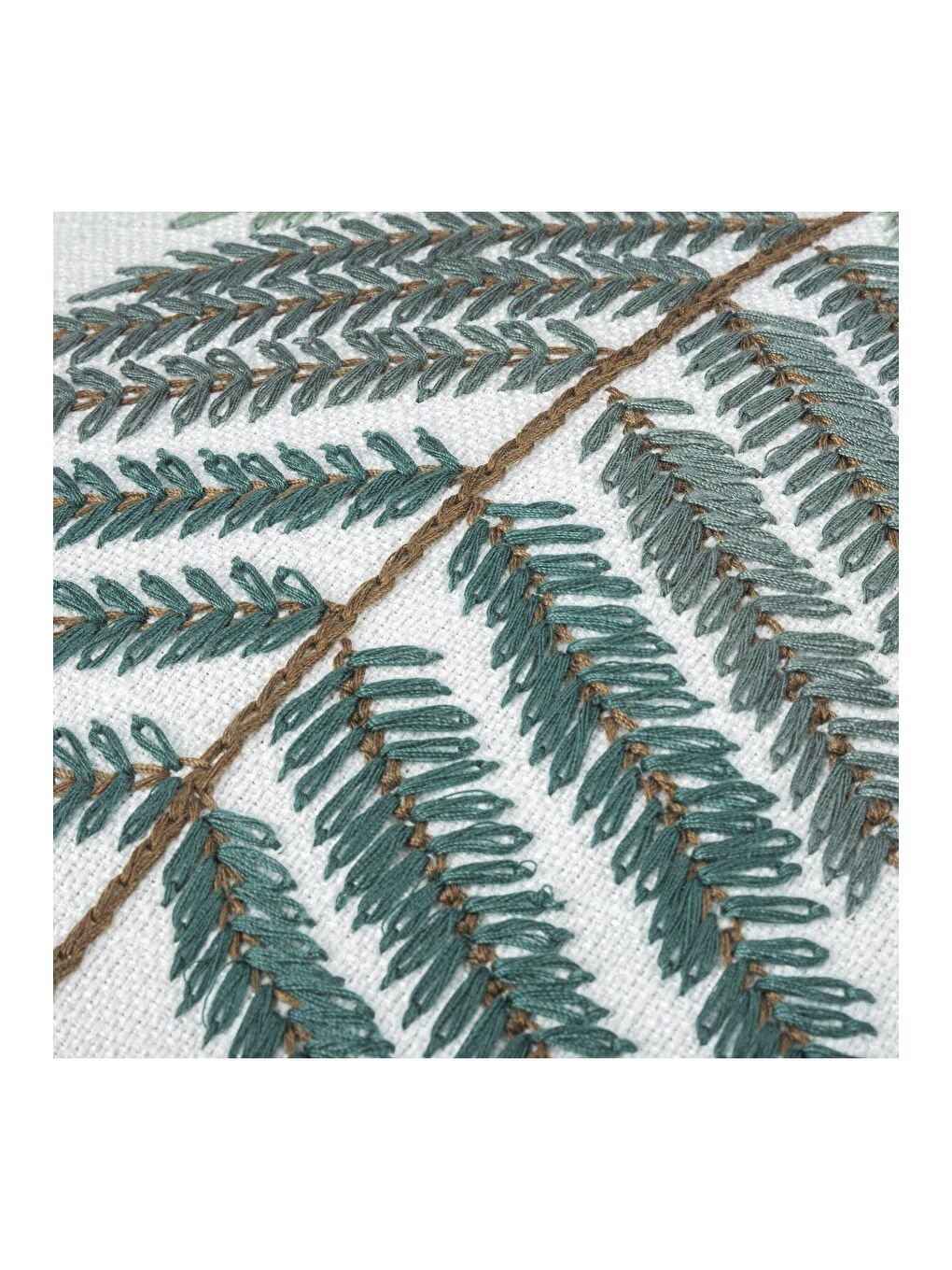 Yeşil Minimalist Desen El Nakışı Dekoratif Kırlent Kılıfı 43x43-2