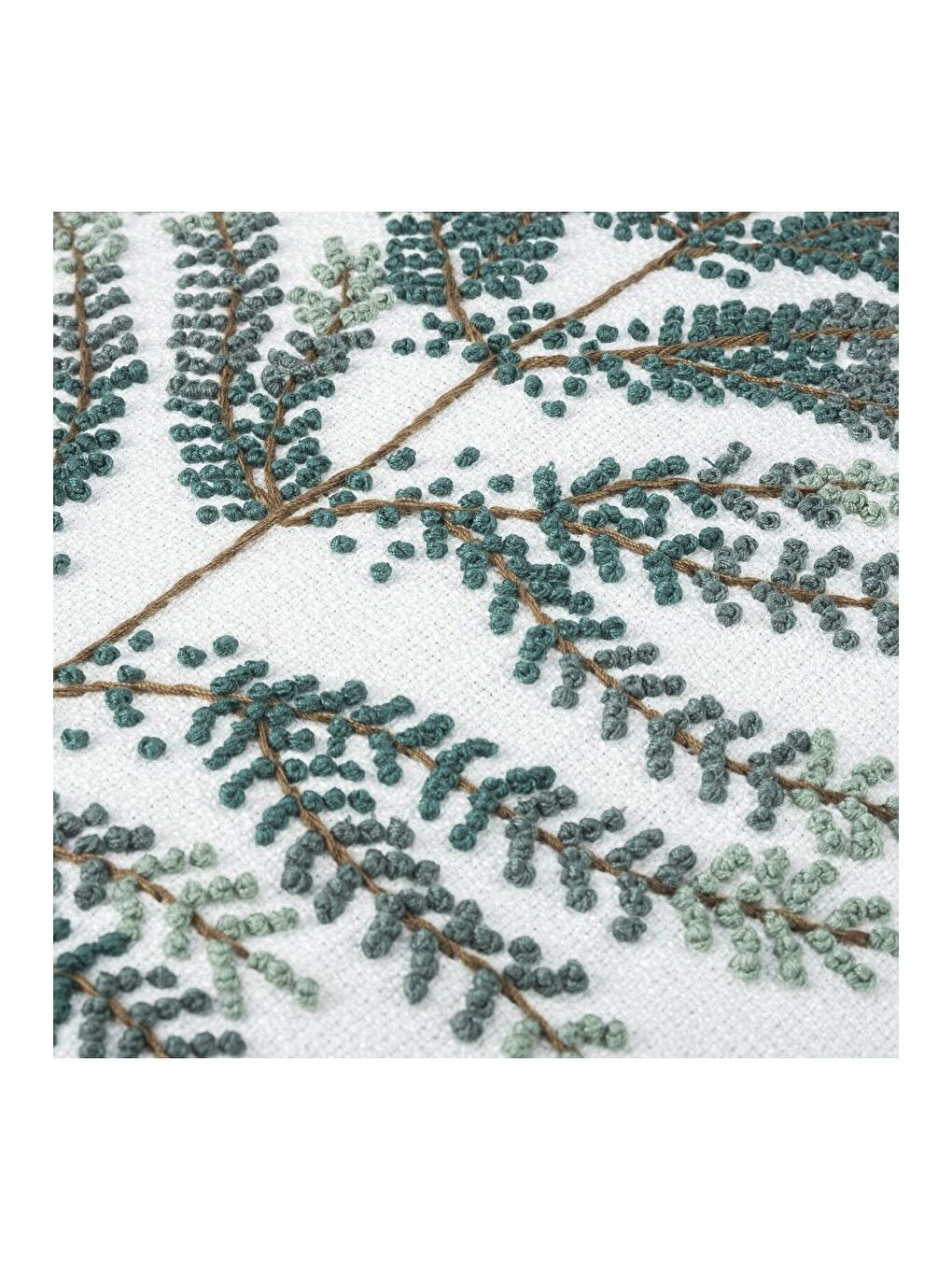 Haki Minimalist Desen El Nakışı Dekoratif Kırlent Kılıfı 43x43