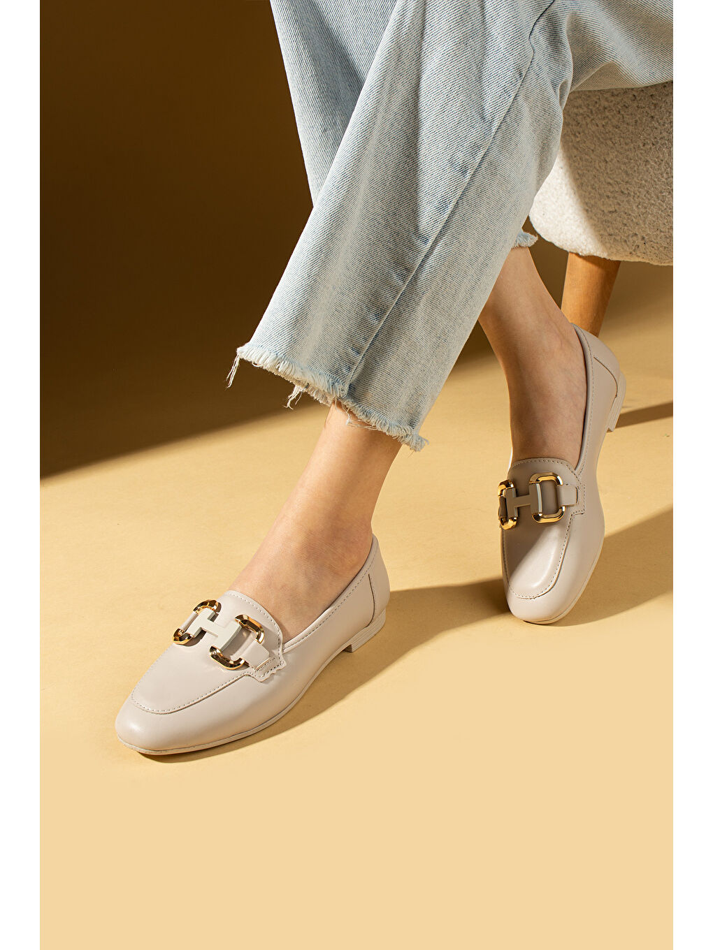 Bej H Toka Detaylı Anatomik Taban Kadın Babet 57-36-25-1