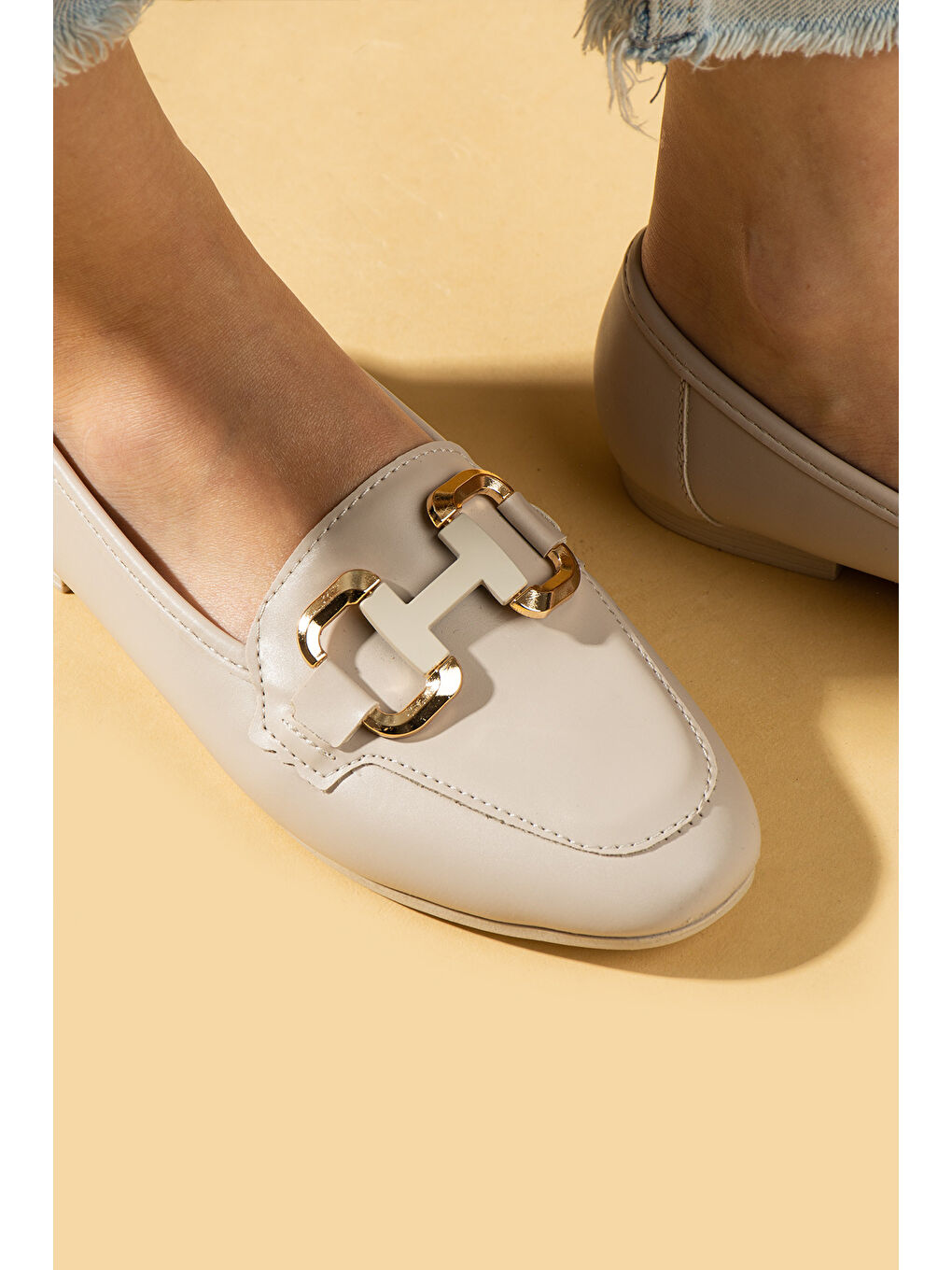 Bej H Toka Detaylı Anatomik Taban Kadın Babet 57-36-25-2