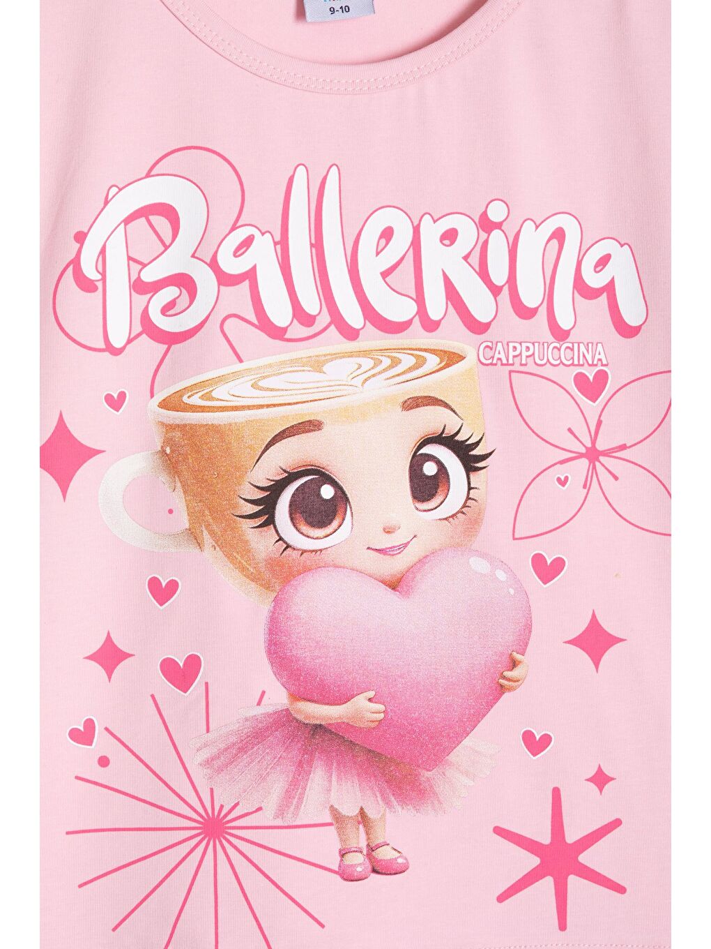 Pembe Pudra Karakter Baskılı Tişörtlü Fitilli Pantolonlu Kız Çocuk 2li Takım 23832-3