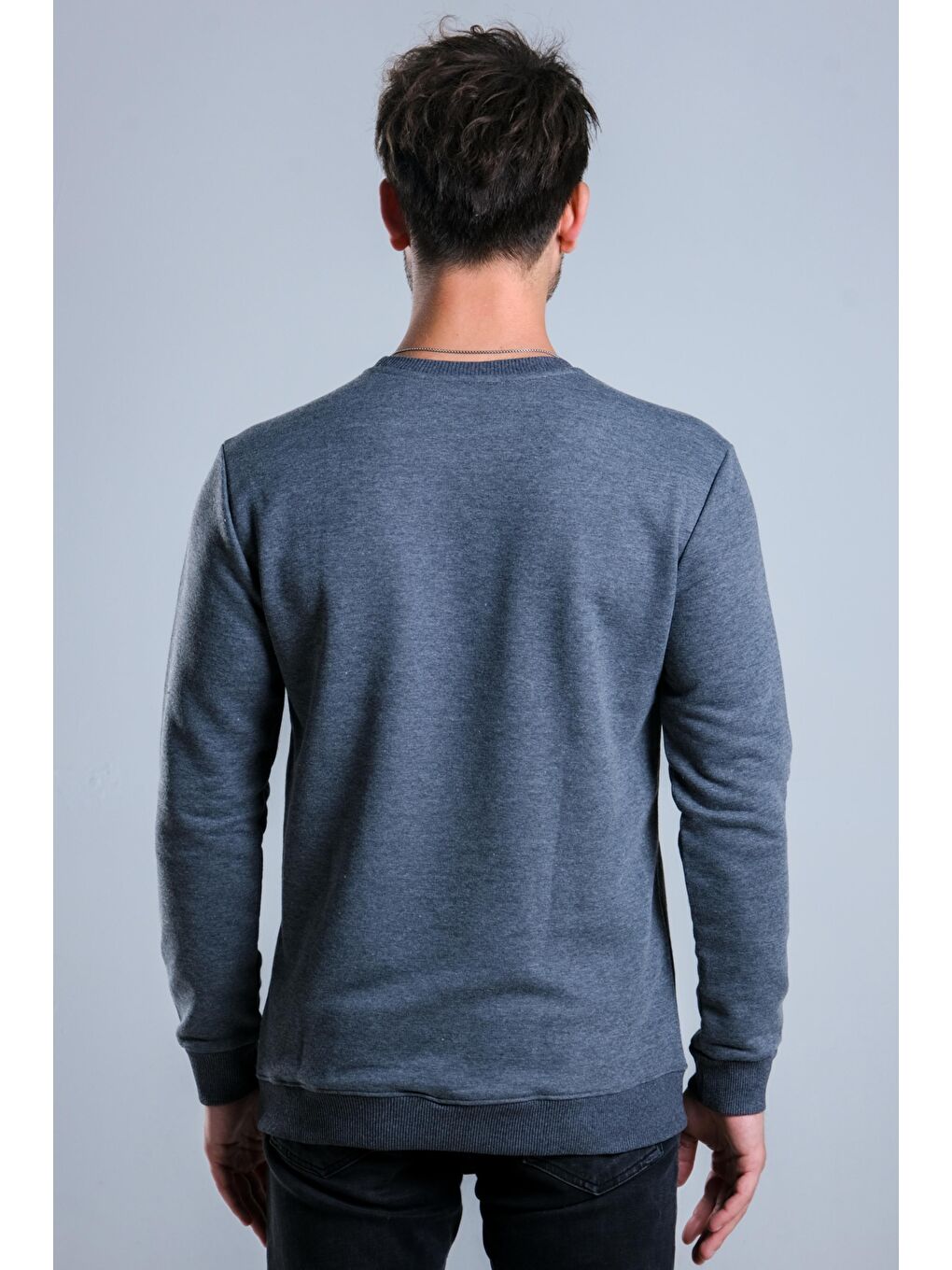 Gri New Age Baskılı Düz Sweatshirt MAR ÖR300-4