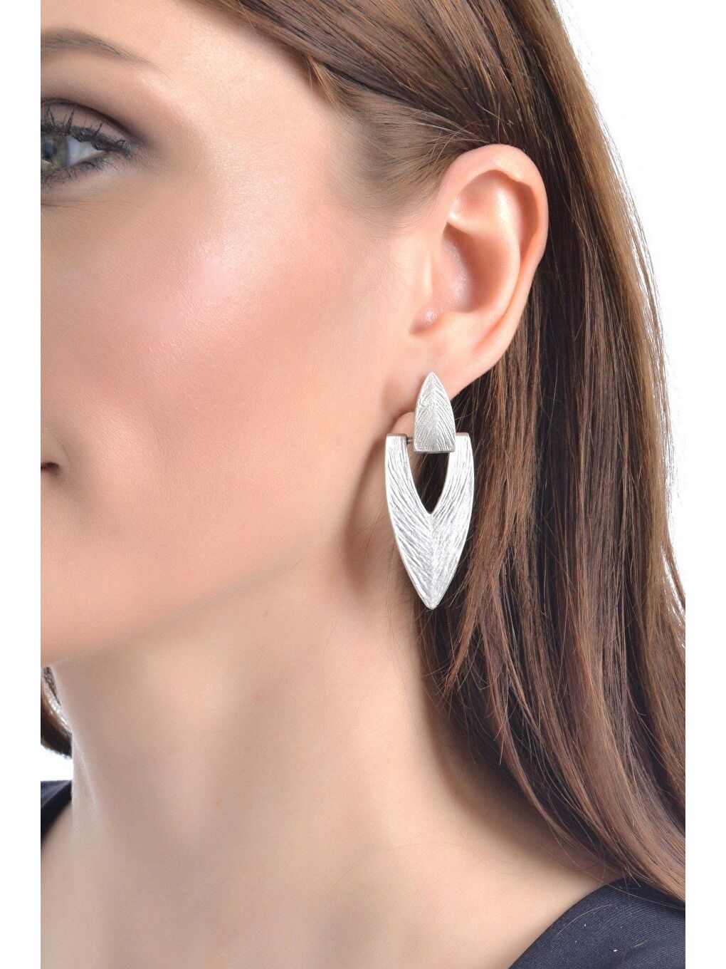 Gri KADIN ANTİK GÜMÜŞ KAPLAMA DAMLA KÜPE-2