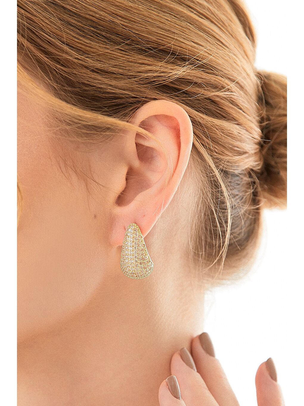 Sarı Su Damlası Taşlı Küpe-1