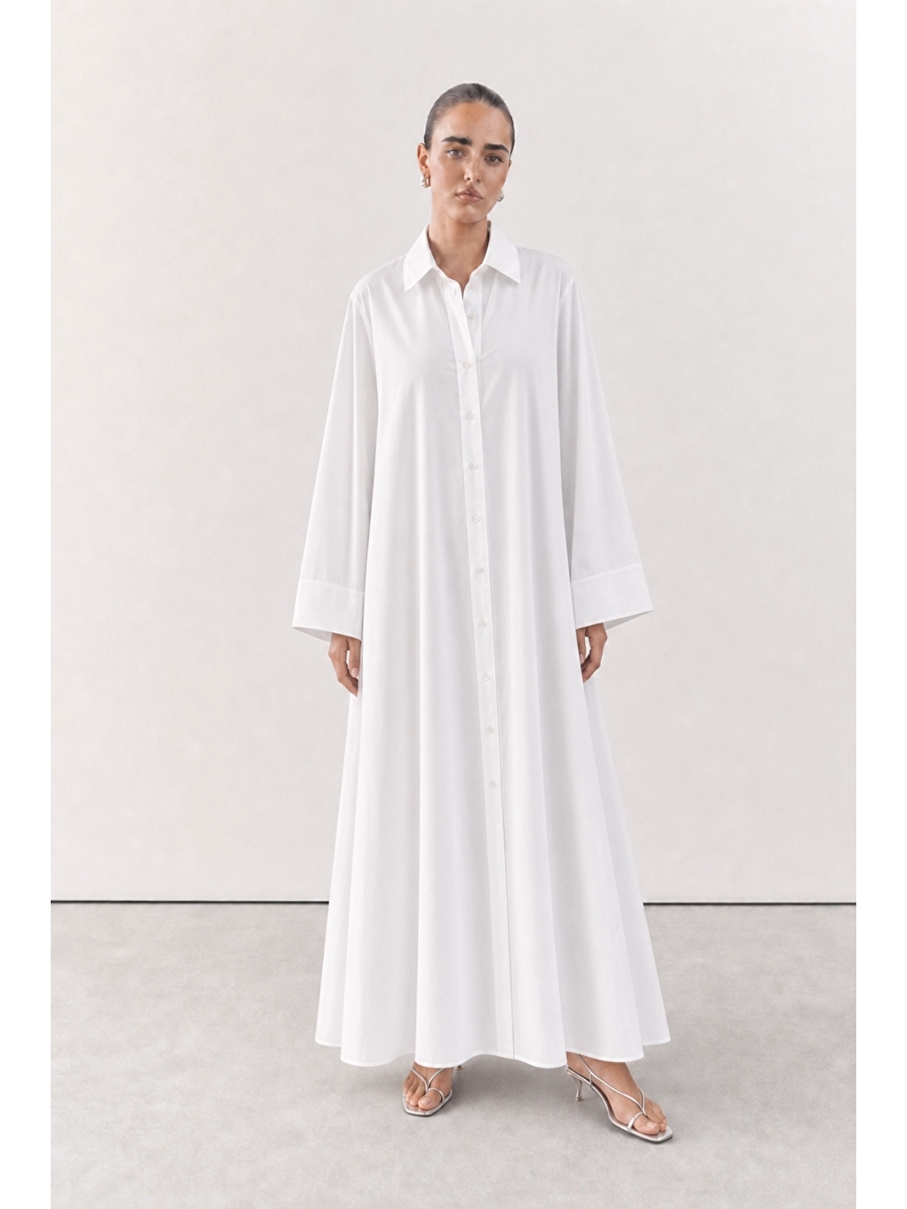 Beyaz Elia | A Pile Poplin Elbise-1