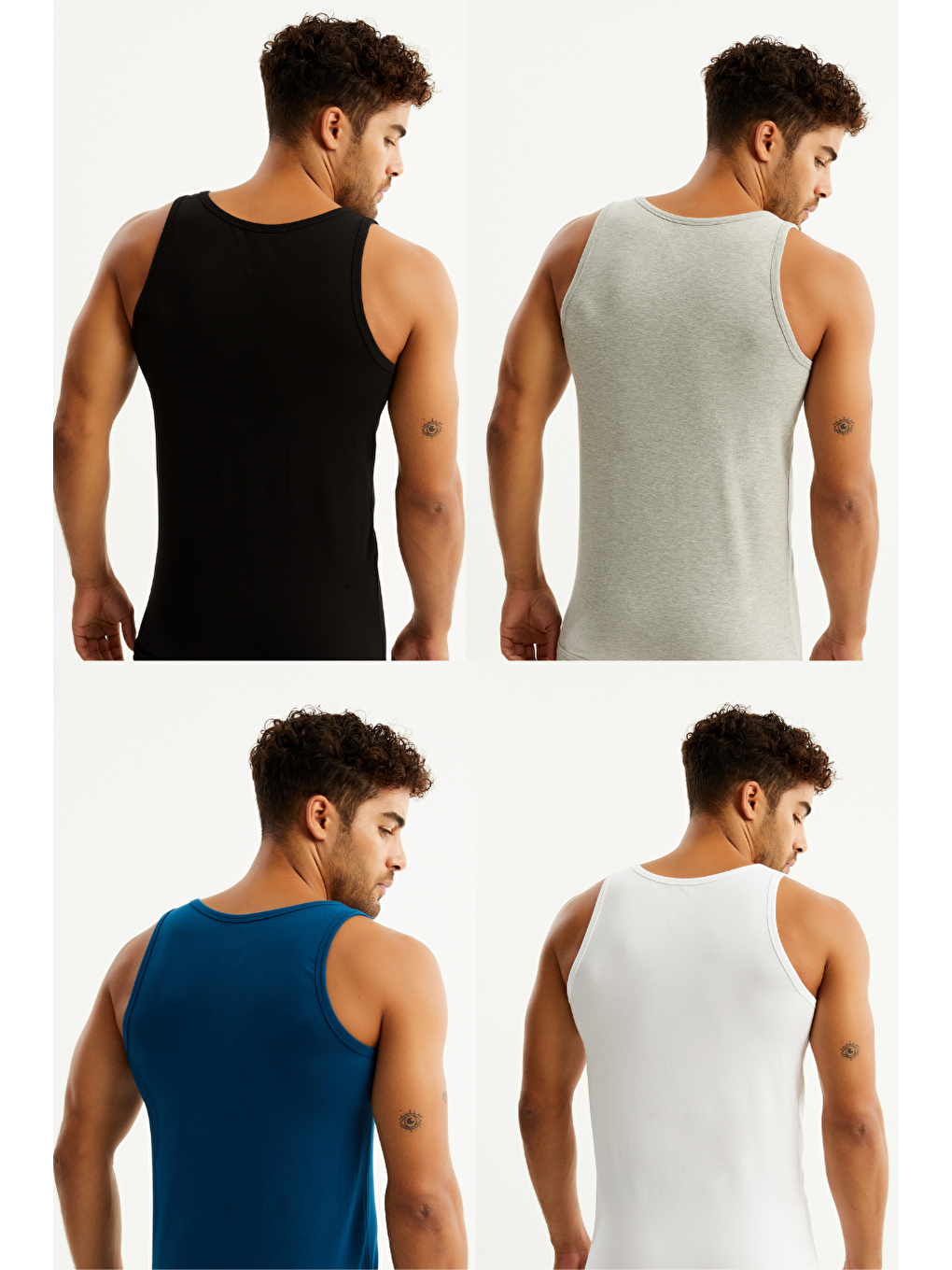 Erkek Karışık Renk 5'li Paket % 100 Pamuklu Elastanlı Kutulu Atlet-5