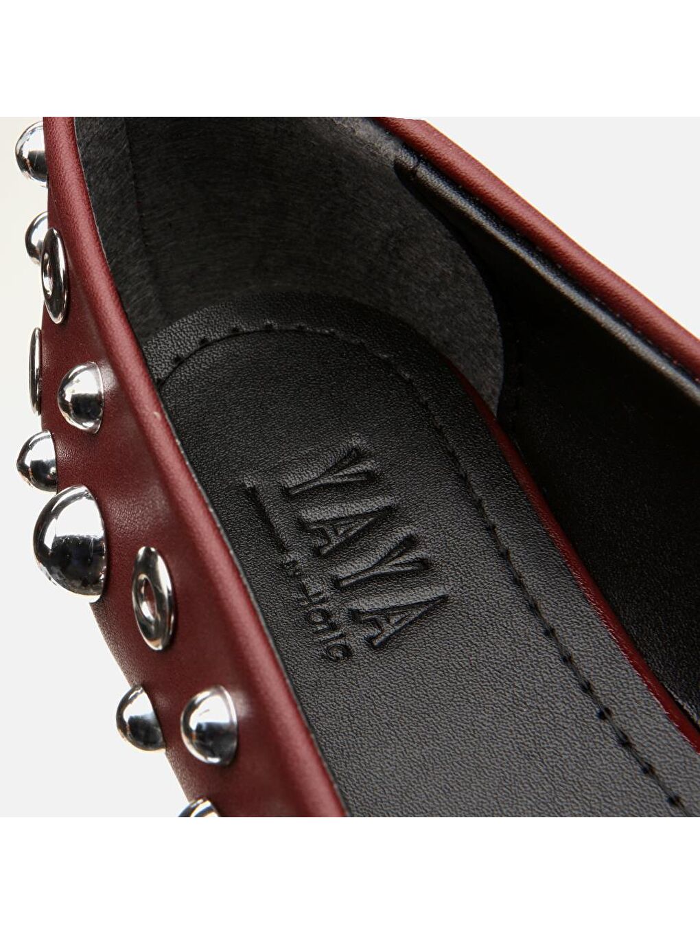 Bordo Kadın Taşlı Babet-1