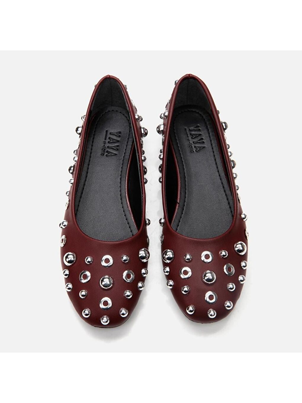 Bordo Kadın Taşlı Babet-3