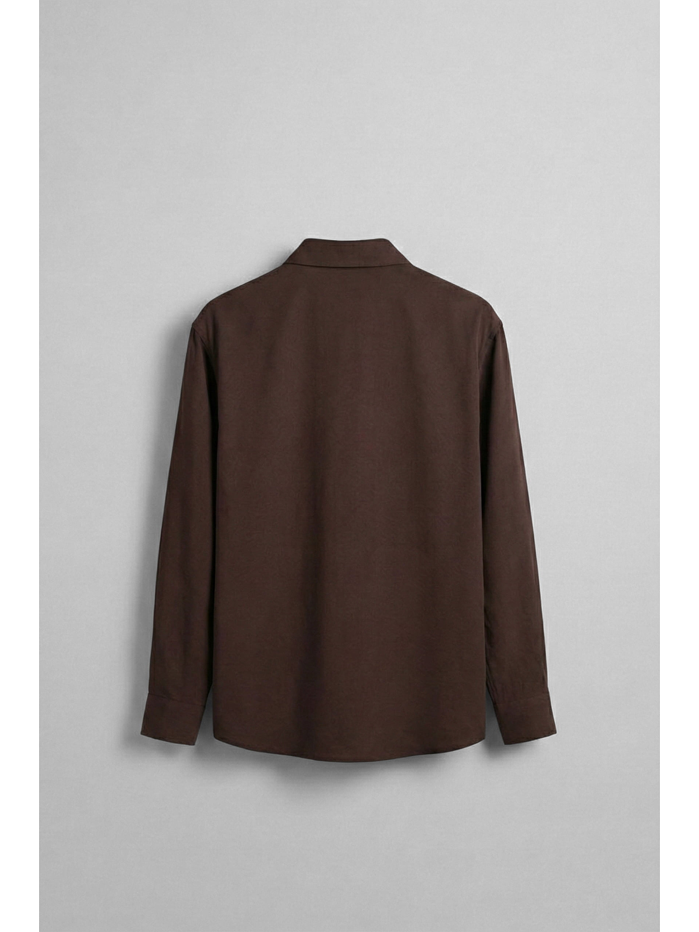 Erkek Relaxed Fit Uzun Kollu Basic Gömlek Kahverengi-1