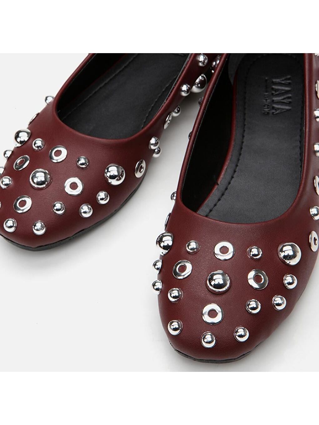 Bordo Kadın Taşlı Babet-4