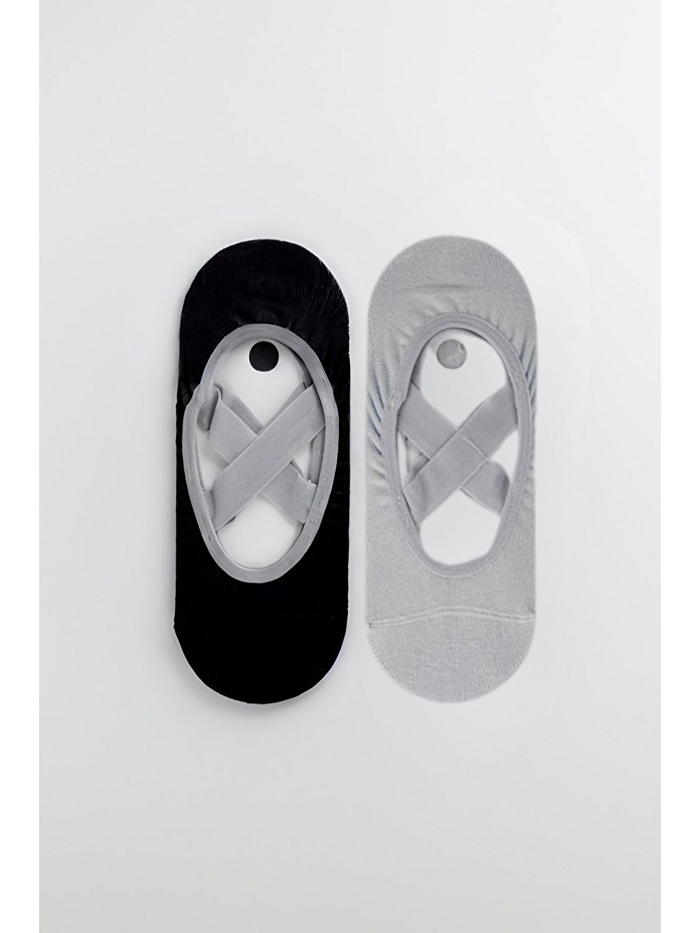 Karışık Kadın 2'Li Asta Yoga / Pilates Çorabı Siyah / Gri Melanj