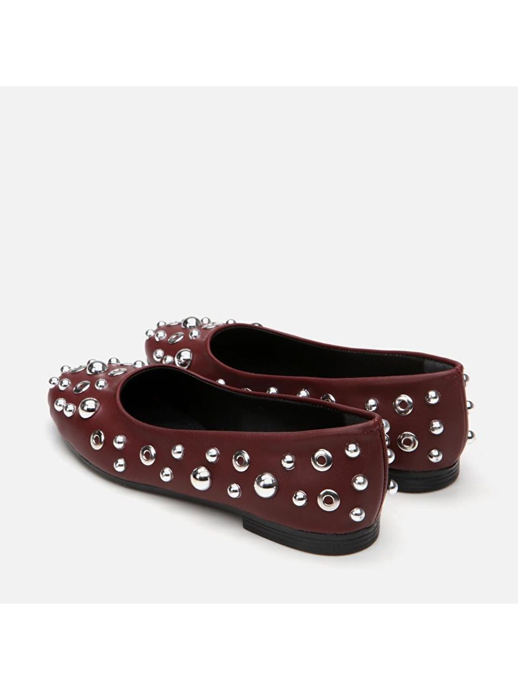 Bordo Kadın Taşlı Babet-5