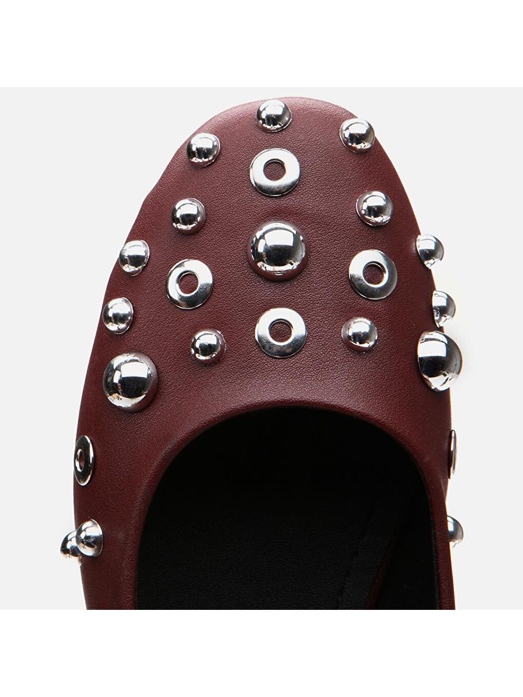 Bordo Kadın Taşlı Babet-6