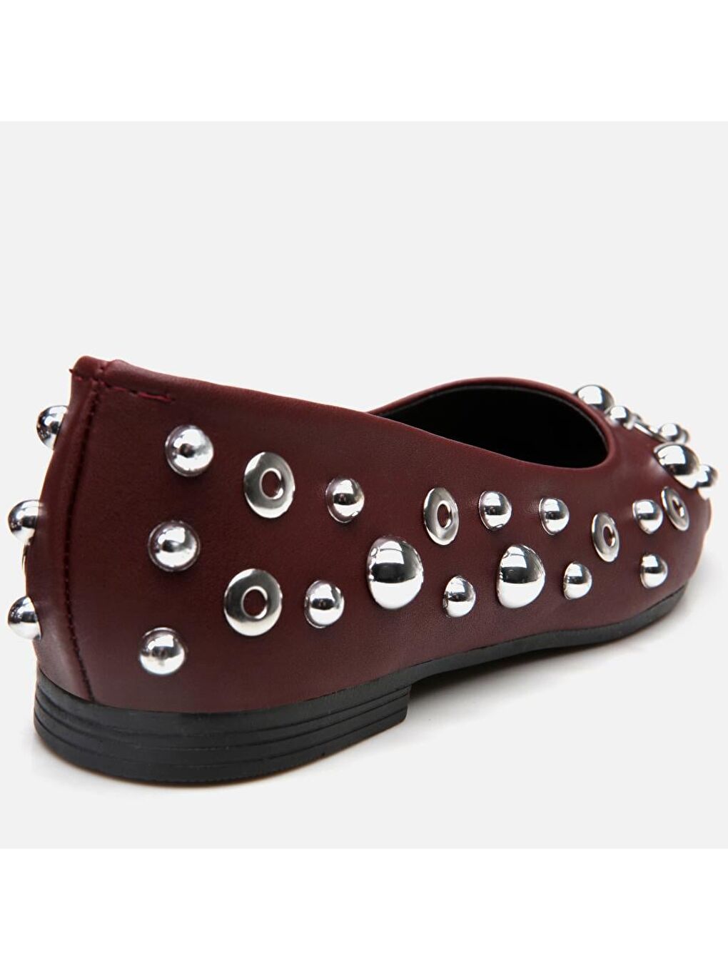 Bordo Kadın Taşlı Babet-7