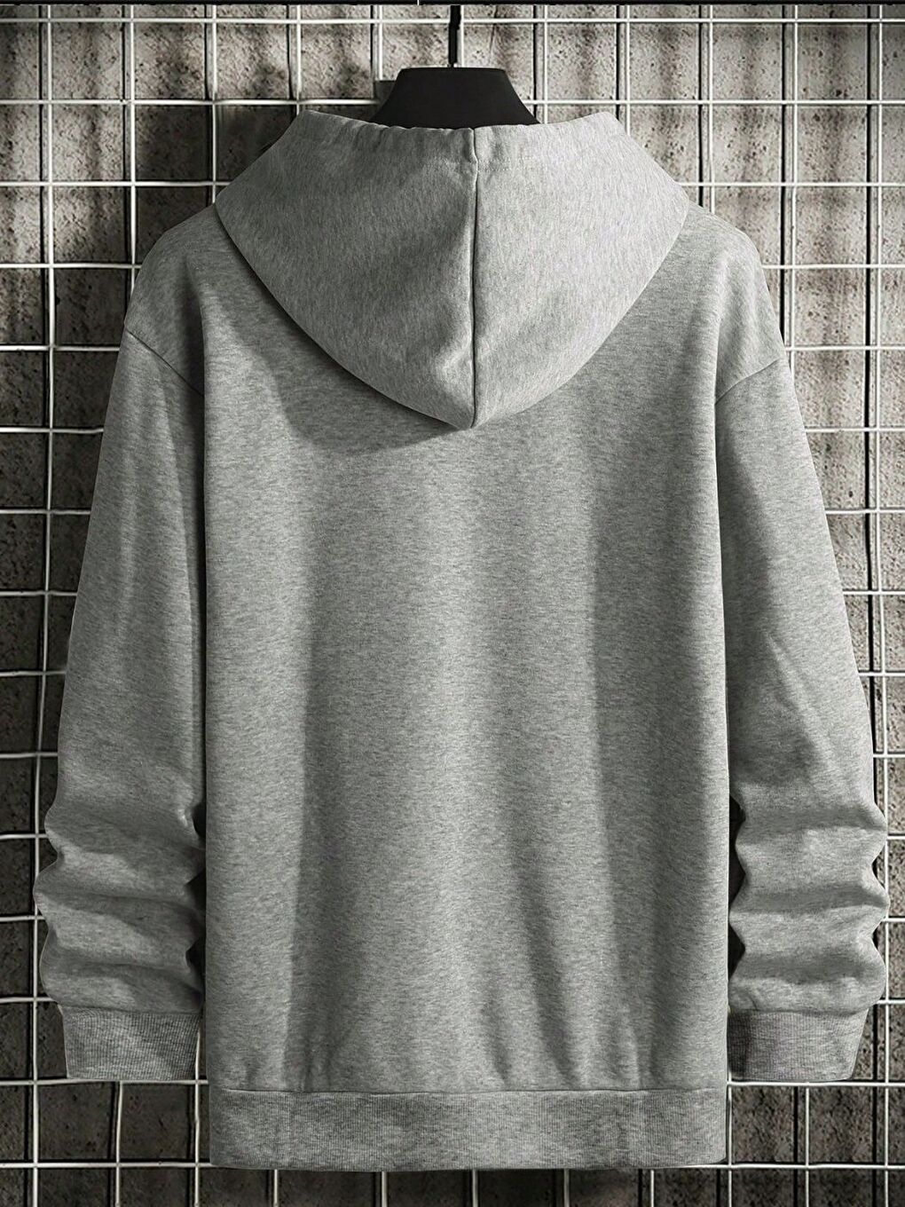 Gri Dolar Baskılı Oversize Kapüşonlu Sweatshirt-2