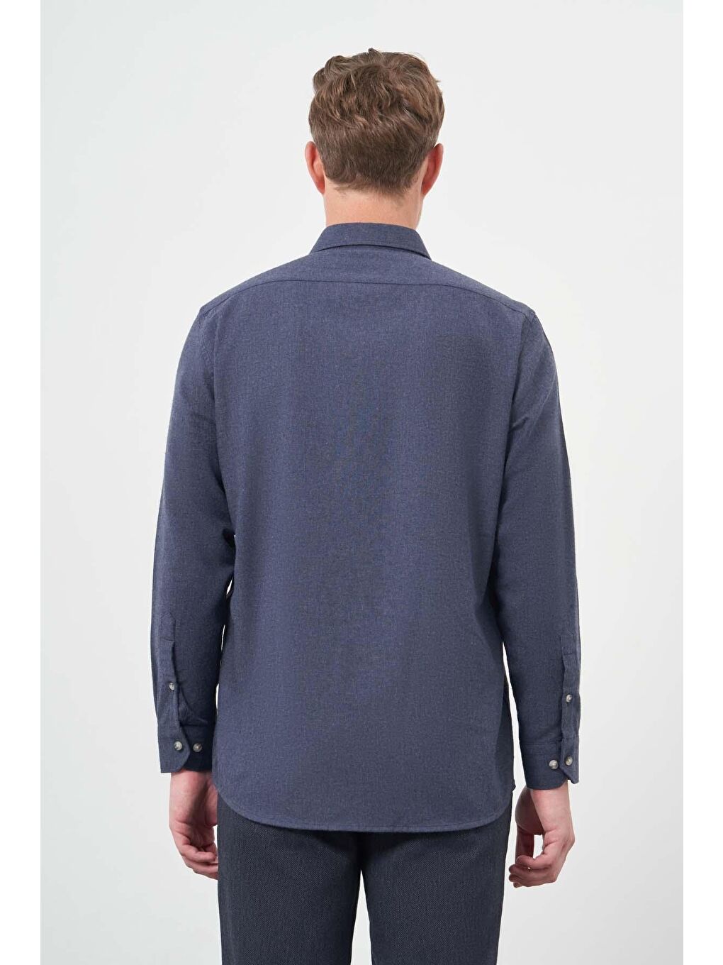 İMZA Koyu Lacivert Uzun Kol Düz Gabardin Sert Yaka Cepli Pamuklu Classic Comfort Fit Gömlek 1004245168 - 4