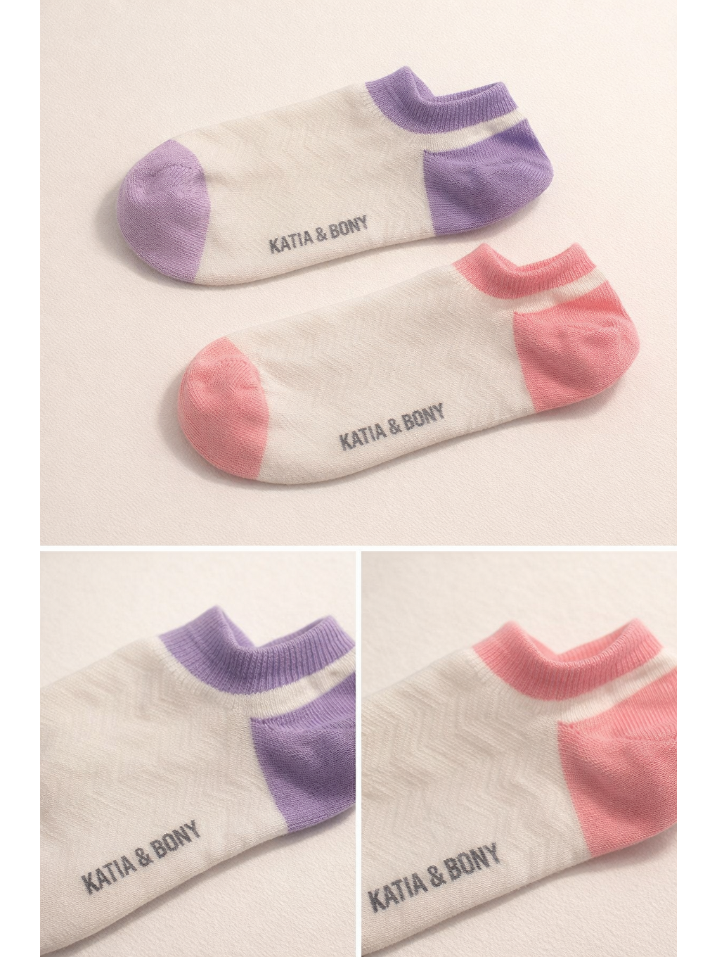 Karışık Kadın 2'Li Kendinden Desenli Görünmez Çorap-3