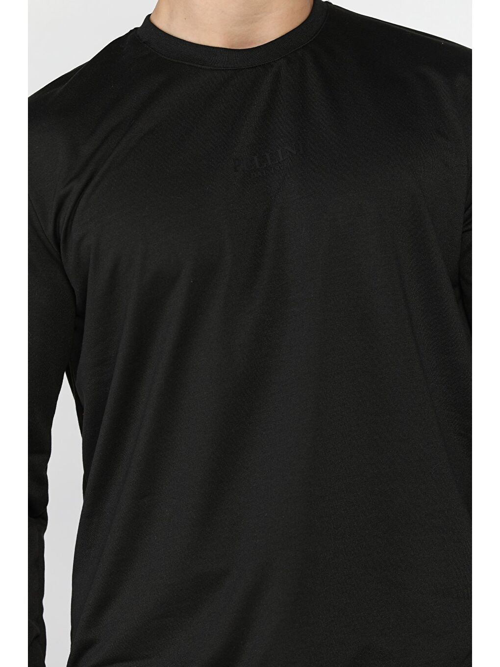 Siyah Erkek Bisiklet Yaka Baskılı Sweatshirt-3