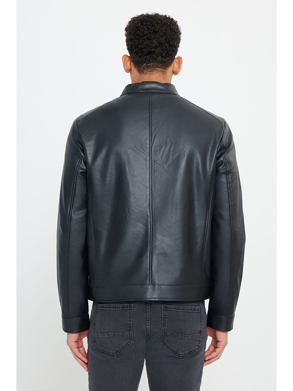 Erkek Siyah Standart Fit Normal Kesim Dik Yaka Mont-1