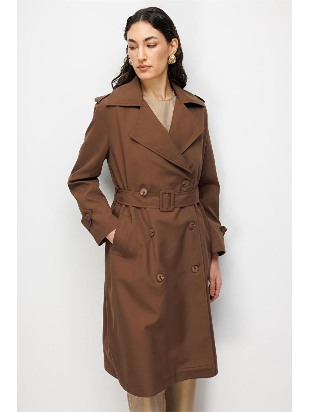 Kahverengi Klasik Trençkot-1