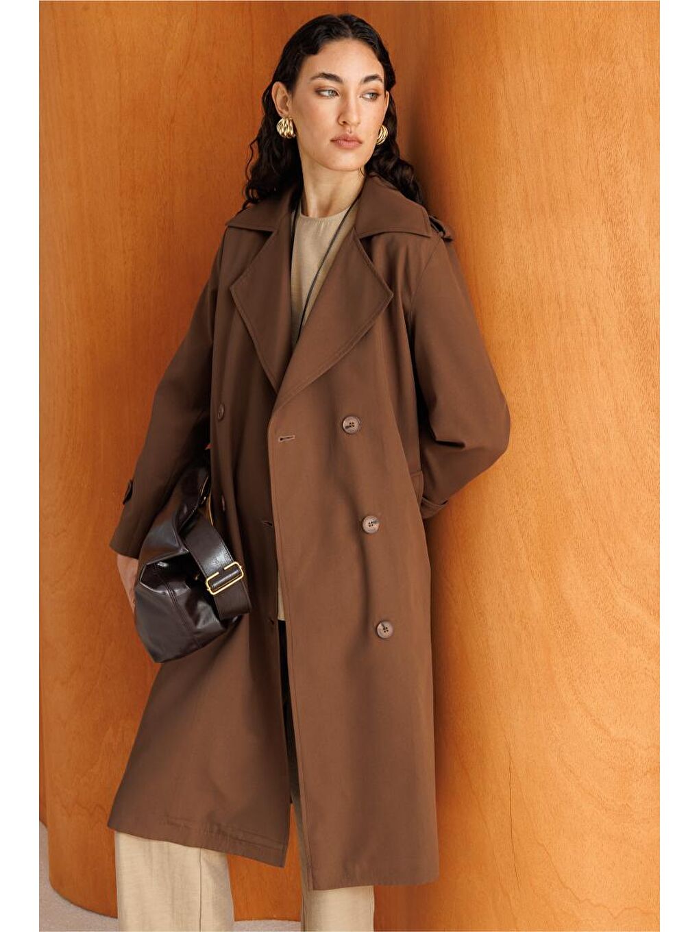 Kahverengi Klasik Trençkot-2