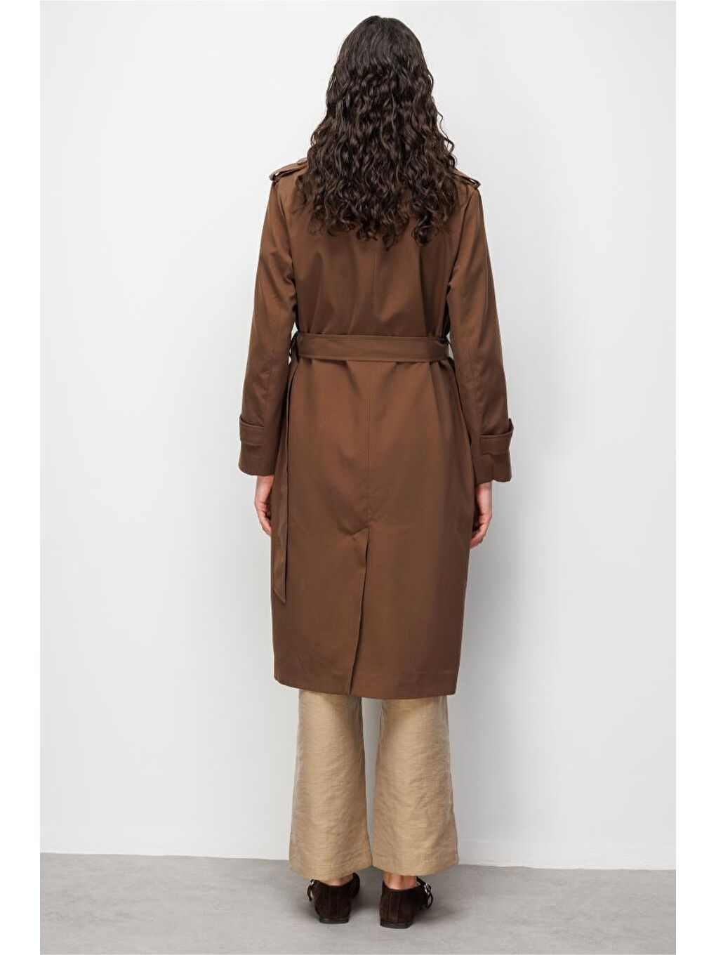 Kahverengi Klasik Trençkot-5