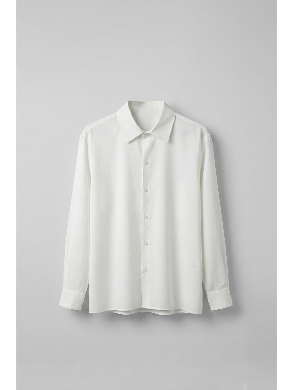 Erkek Relaxed Fit Uzun Kollu Basic Gömlek Ekru